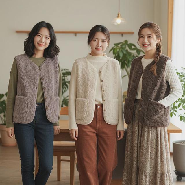 겨울 보온 뽀글이 조끼 경량 이너 데일리 베스트 엄마 조끼