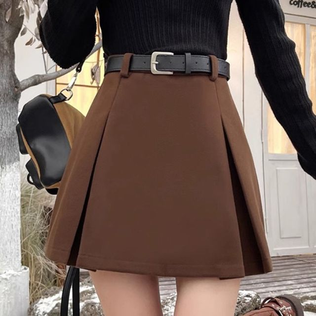 여성 소프트 모직 하이웨스트 미니 스커트 1P 겨울 따뜻한 치마 데이트룩