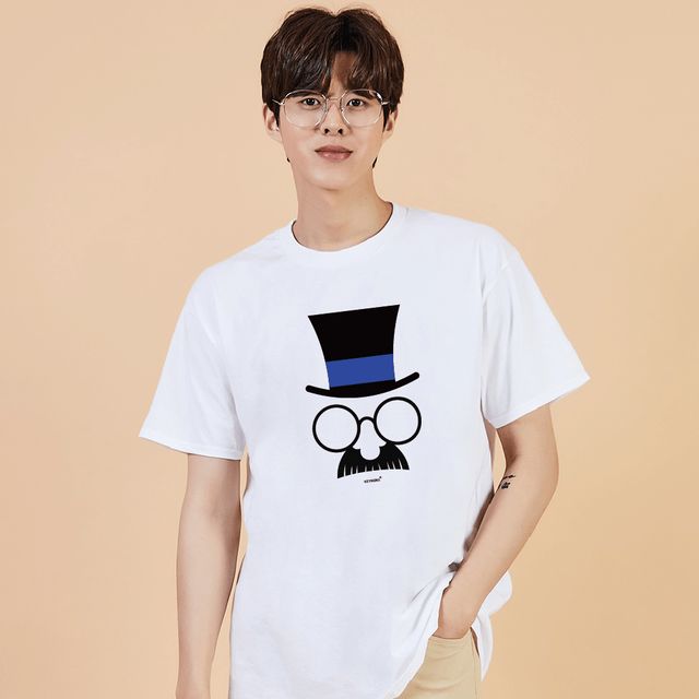 남성 여름 반팔 티셔츠, 키밍 신사 콧수염 데일리 반팔티
