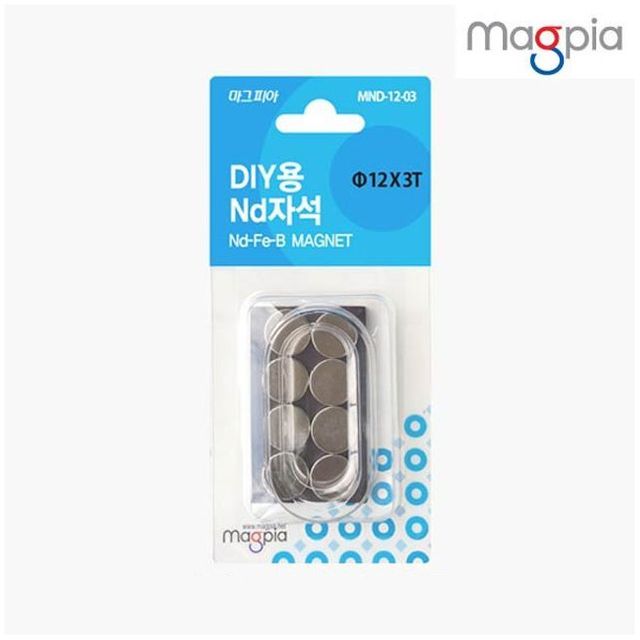 DIY 강력자석 원형 Ø12X3T 8개입 사무용 고정용