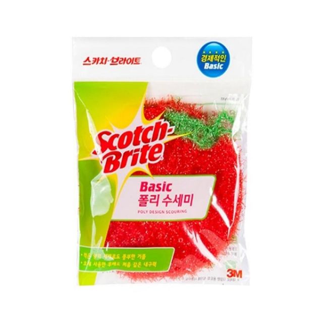 3M 베이직 폴리 수세미 1매입 주방용수세미 찌든기름때 주방수세미