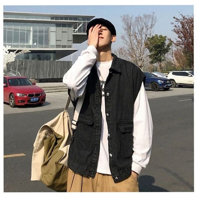 루즈핏 남자 청조끼 데일리베스트 남성 데님 베스트 레이어드 가을