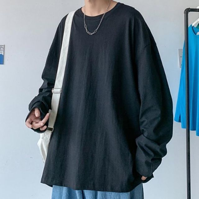 남자라운드티 라운드티셔츠 루즈핏 남성 남자긴팔티