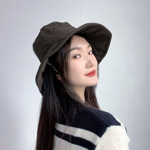 와이어챙 여성 가을 버킷햇 다크브라운 부니햇 벙거지 모자 등산 낚시 캠핑용