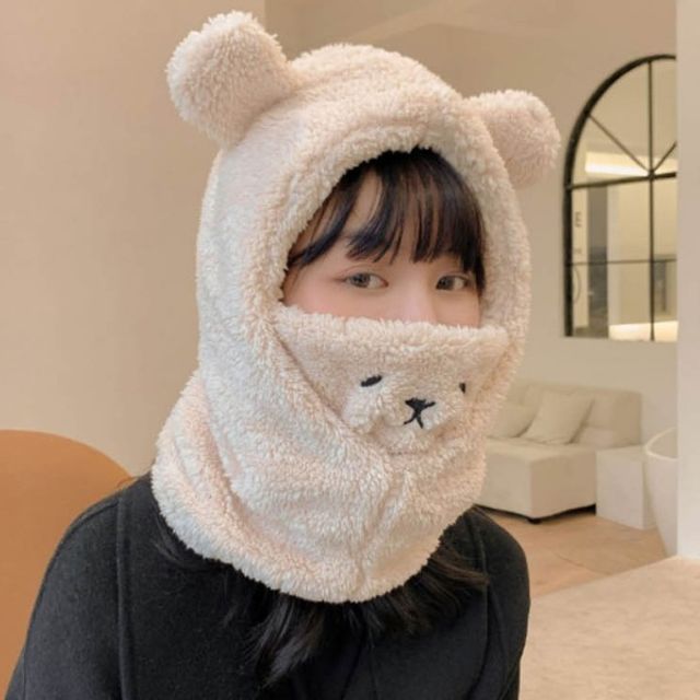 토끼 뽀글이 모자 보들보들한 촉감 곰돌이 털모자