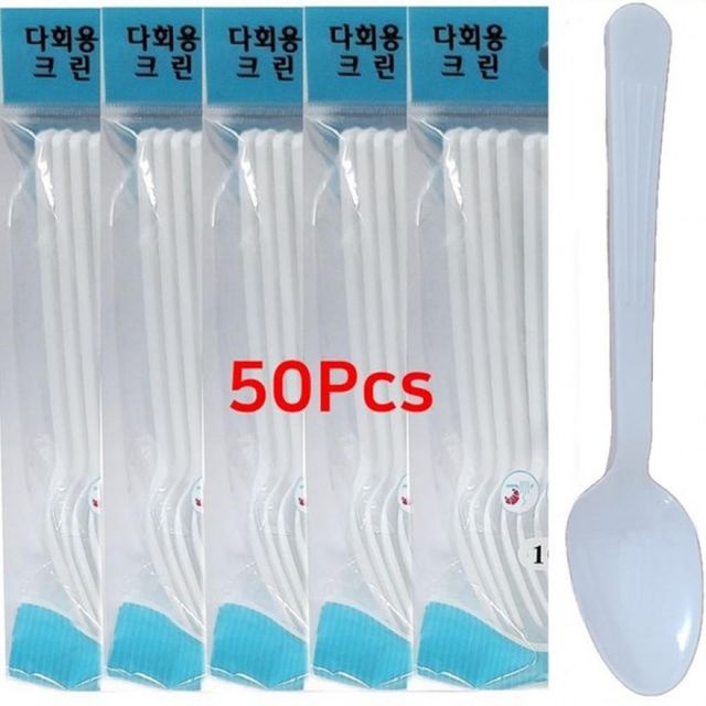 일회용 플라스틱 숟가락 파티용 다회용 수저 컵밥용 식사용 숟가락