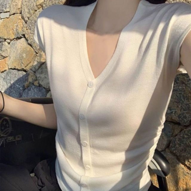캐주얼룩여자 니트집업 하절기 숏슬리브 풀오버 V넥 상티 가을철 남성용 여유핏 상의 머스트해브 롱니트가