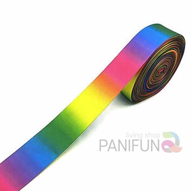 무지개 리본 끈 38mm 리본원단