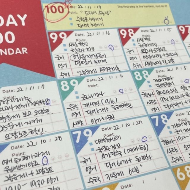 챌린지 100일 스터디플래너 포스터 학습플래너 100일