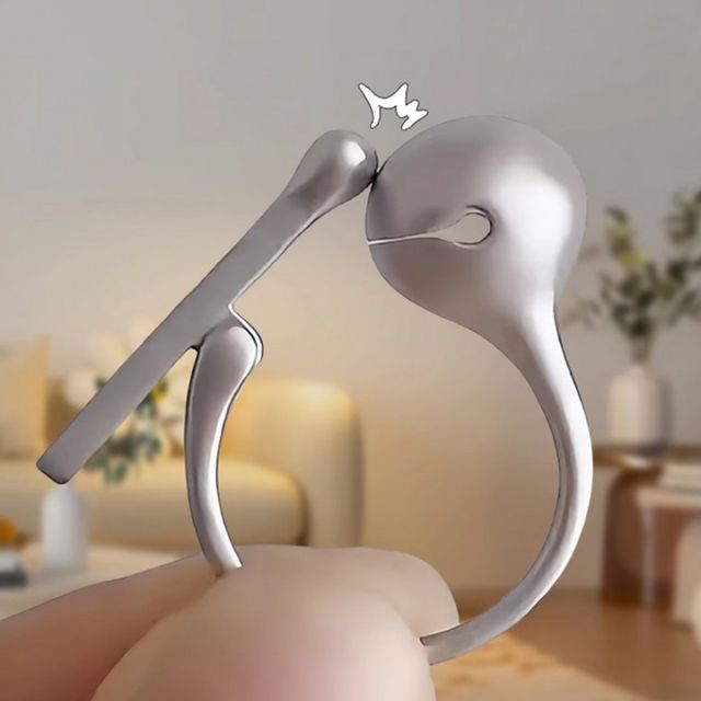 스프링 목탁링 불교명상 반지 스트레스완화 우정반지 특이디자인