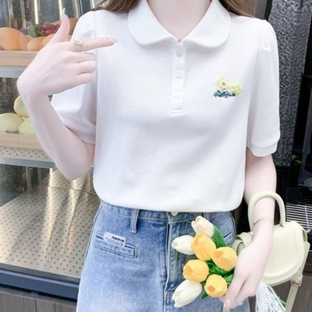 여름 반팔 티셔츠 여성 신상 통근 얇은 셔츠