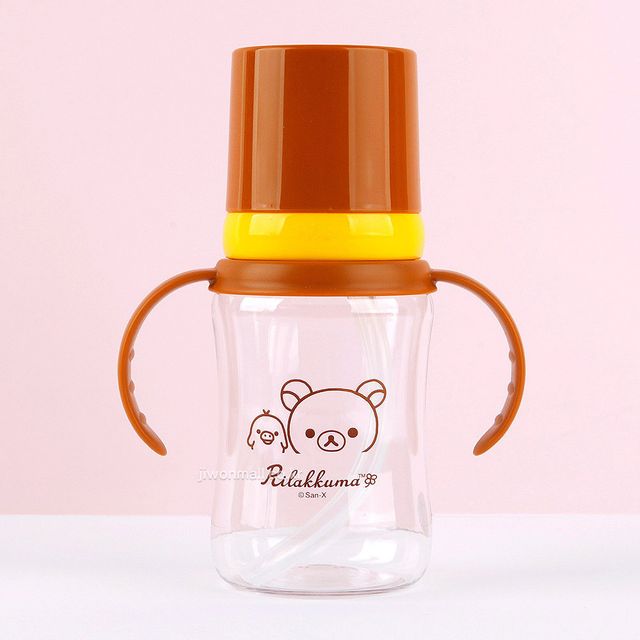 리락쿠마 양손 빨대컵 260ml(해피)-브라운