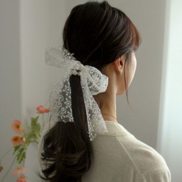 GGD 레이스 진주 곱창 머리끈