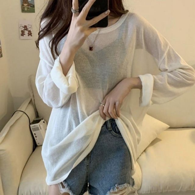 여성 워터파크용 시스루 긴팔 비치 수영복
