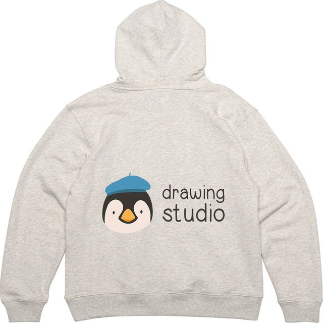 헤비후드티 뒷면 Drawing Studio 펭귄 의류 프린팅