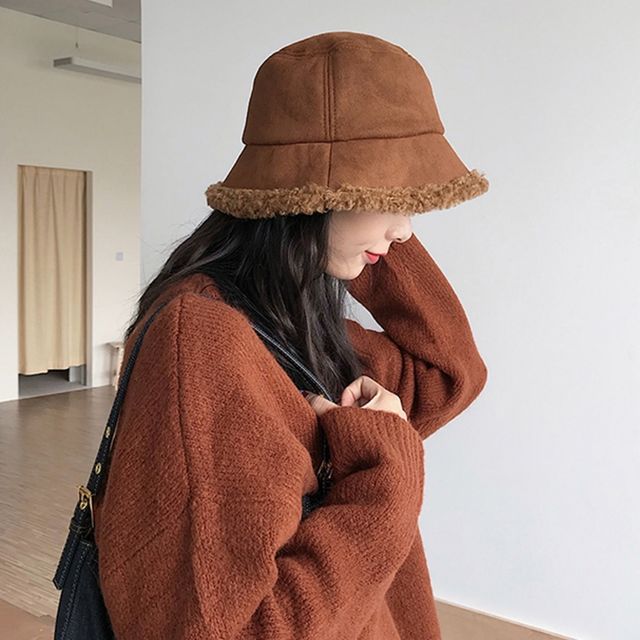 버킷햇 벙거지 무드 무스탕 양털 스웨이드 러블리한