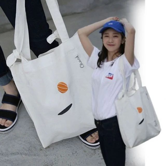 수제 자수 심플 캔버스 숄더백 1P 에코 가방