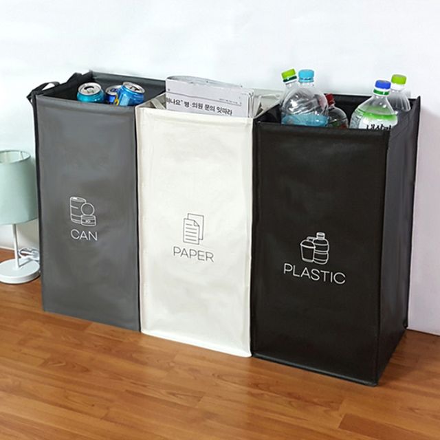 사무실분리수거통 3구 세척가능 접이식 분리수거함 대