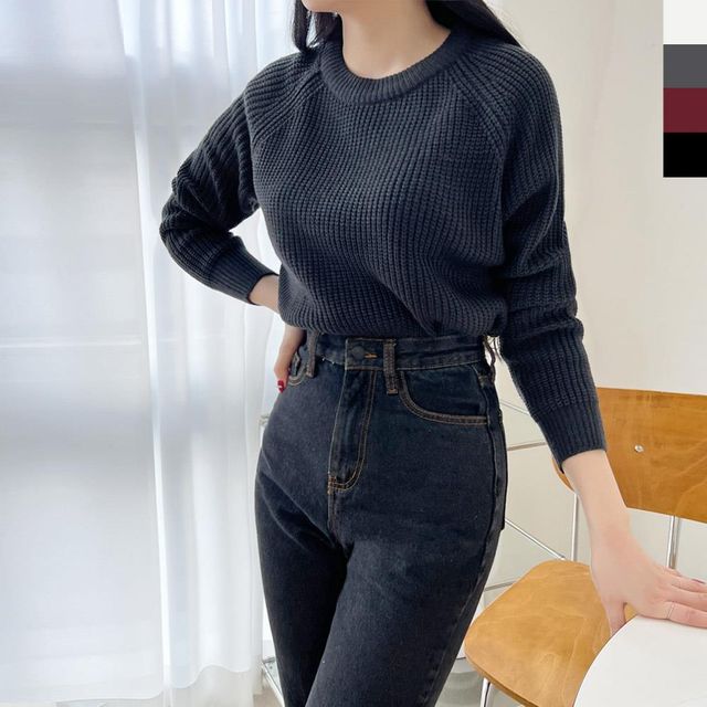 모임 베이직 라운드 캐쥬얼 롱 카라넥 니트티 정장