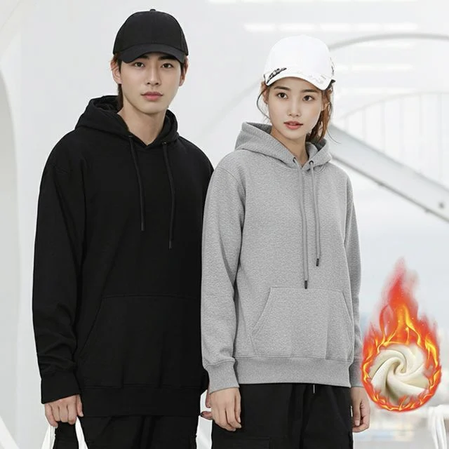 커플 겨울 기모 무지후드티 레이어드 긴팔티 단체복