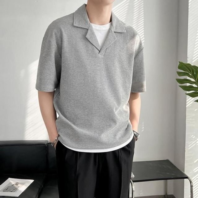 밸뷰유통 니트 반팔 데일리 카라 티셔츠 남성 테일러 데일리티셔츠 남성니트티 남자봄티셔츠 남자데일리티