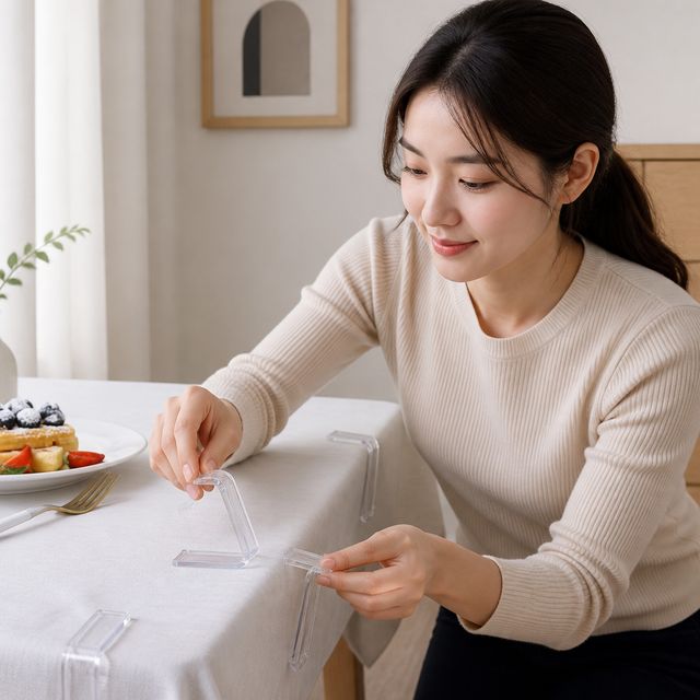 테이블보 고정 집게 투명 식탁 홀더 4P