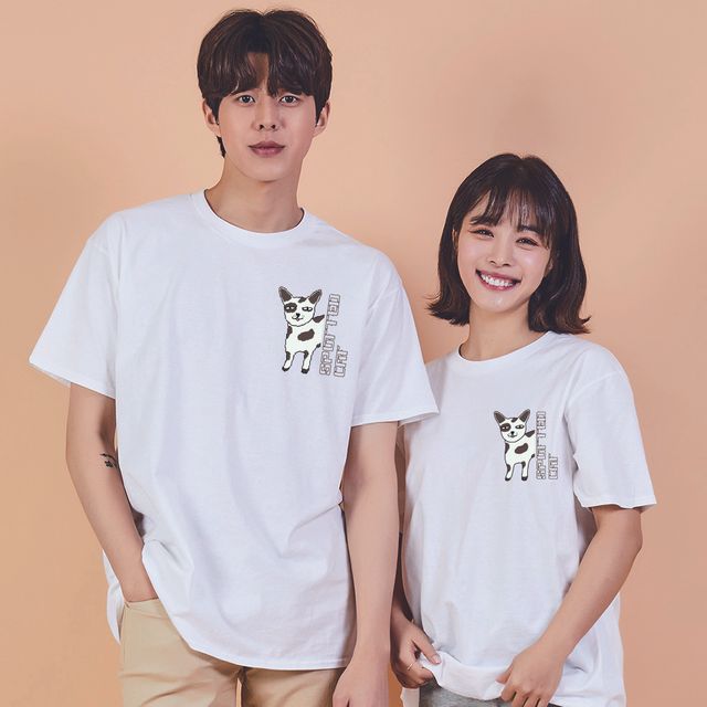 키밍 spotted cat 스포티드 캣 귀여운반팔티