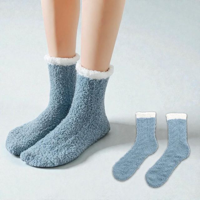 도톰한 여성 수면양말 (블루) 보온 겨울 두꺼운 수면양말