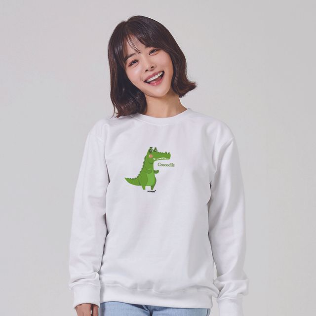키밍 CROCODILE 악어 맨투맨 후드티 AL - 스타일리시 악어 프린트 캐주얼 후드