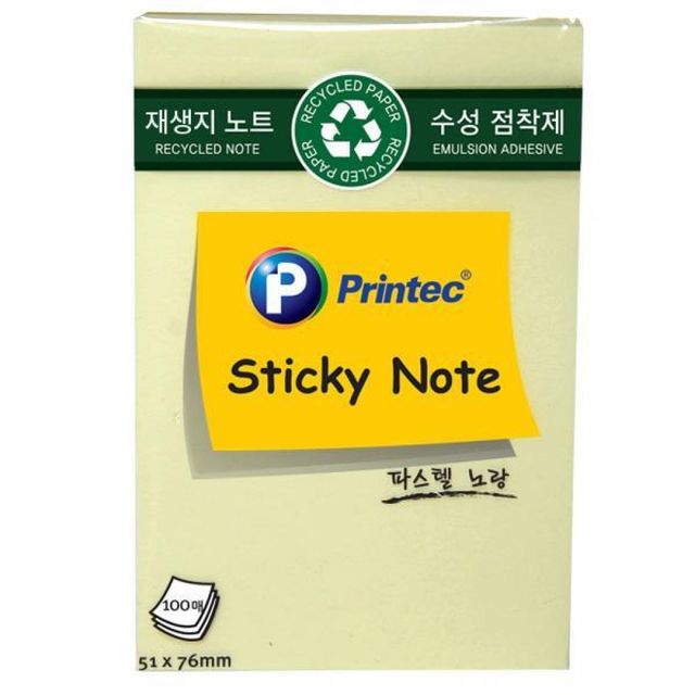 점착메모지 메모지 점착 노트 스티키노트 노랑 100매 3개 떡메