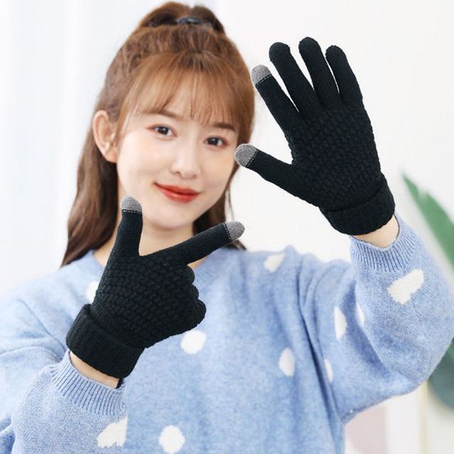 기모 장갑 여성용 울 손가락 스마트 니트 여성