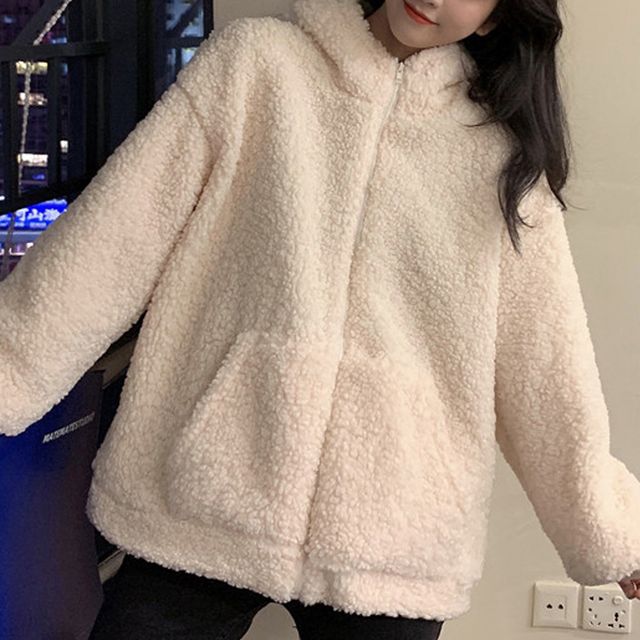 곰돌이 털점퍼 여자 캐주얼 후드집업 점퍼 학생 잠바