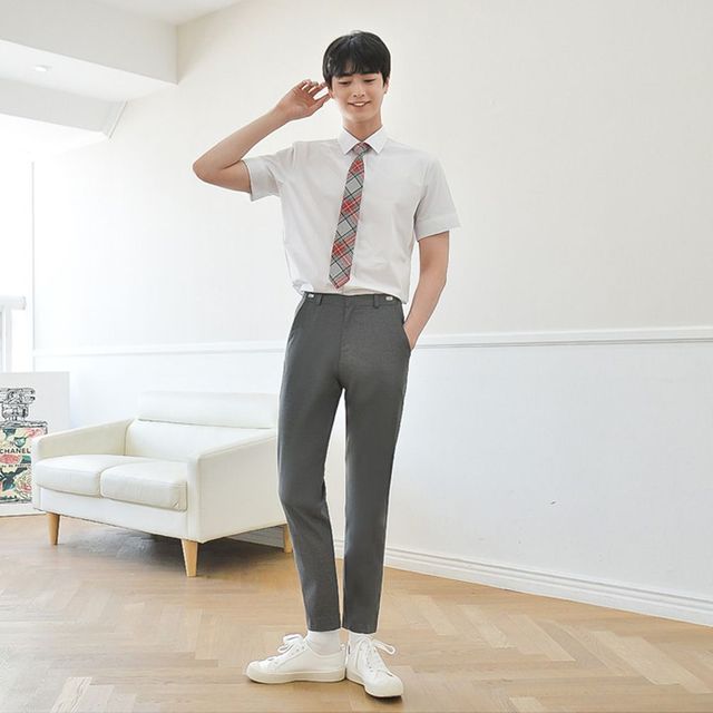 교복몰 허리조절 하복 진그레이 교복바지 남자