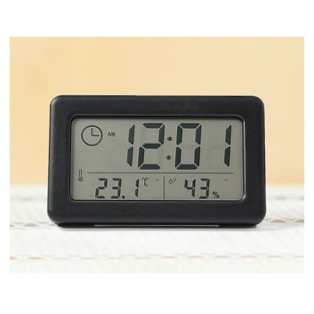 블랙 디지털 시계 탁상 벽걸이 온습도 알람 날짜 LCD