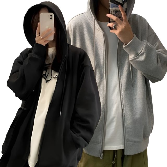 나프커 기모 오버핏 무지 여성 남성 가을 겨울 후드집업 빅사이즈 루즈핏 남자 여자 간절기아우터 겨울자켓