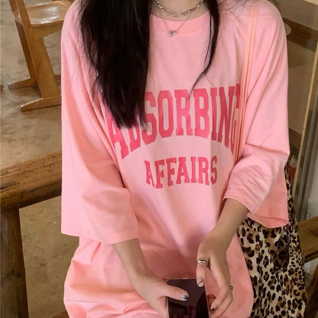 레터링 박시한 롱원피스 반팔 여성 데일리룩 임부복 3