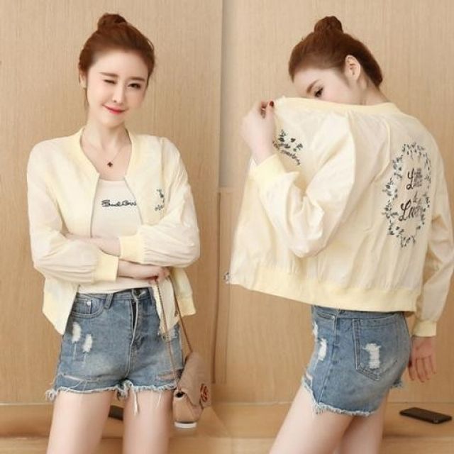 바람막이 자켓 숏점퍼 등프린팅 얇은 집업 여름점퍼