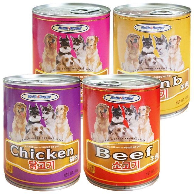 헬로도기 전견용 캔 400g, 강아지 간식 파우치