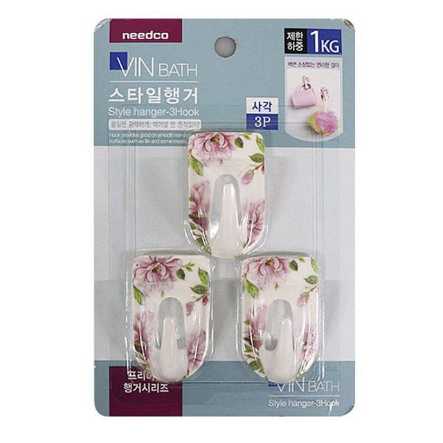 벽걸이 행거 후크 걸이 훅 장식 고리 사각 3p 1kg