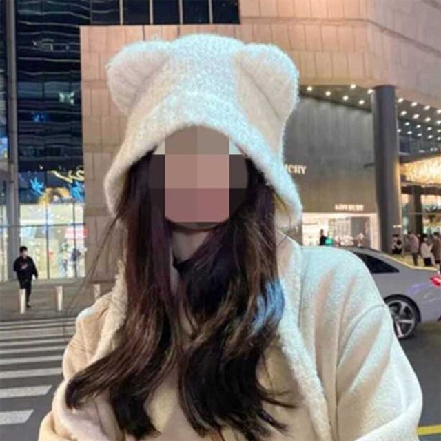 니트곰돌이후드모자 곰돌이바라클라바후드모자 화이트