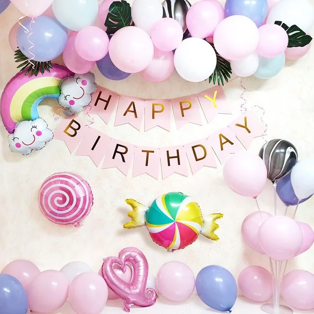 파티풍선 무지개 색상 생일 파티 장식용 풍선 세트