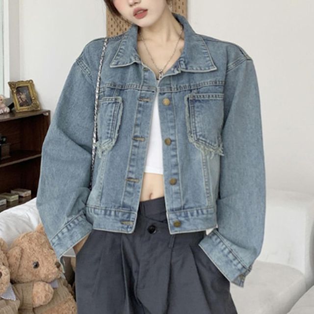 오버핏 루즈핏 선물 점퍼 여성자켓 데님 귀여운 청 봄