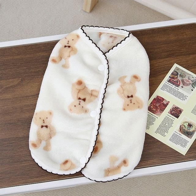 강아지 테디베어 수면 조끼 - 아이보리 애견 겨울 옷