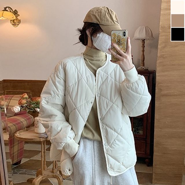 여성 퀄팅 누빔 패딩 점퍼 1P 겨울 베이직 모던 자켓