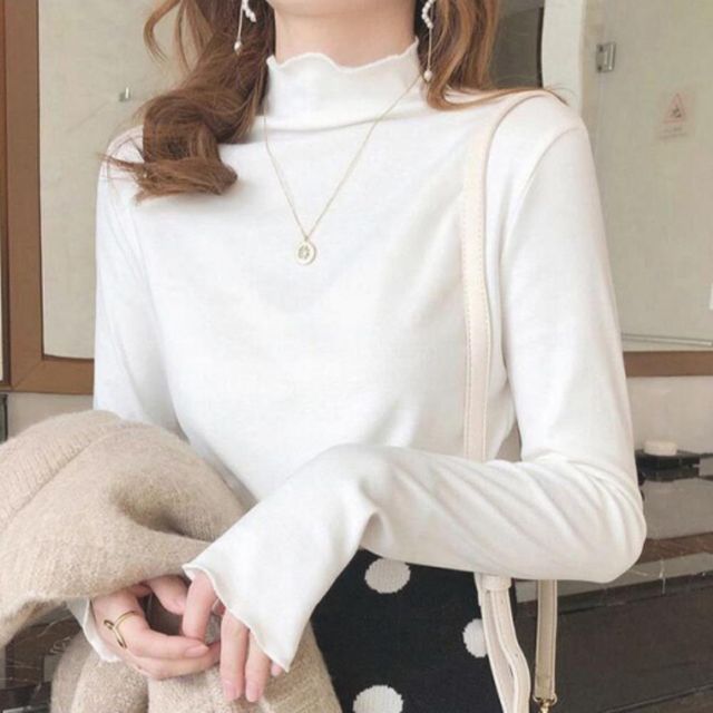 여성반목 물결라인 7컬러 반목티셔츠 소프트 보온 티셔츠