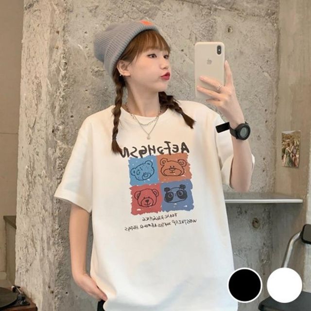 반팔 라운드티 코디 오버핏 여자티 긴팔 여성의류