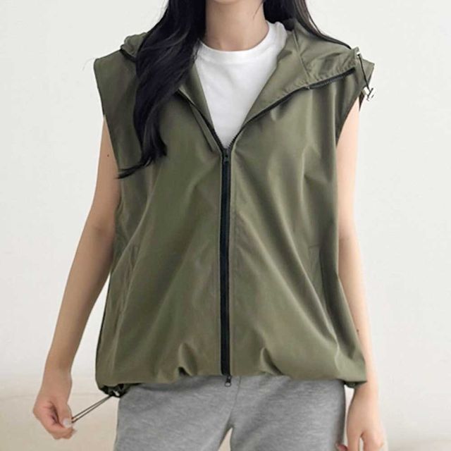 후드 민소매 바람막이 조끼 데일리 캐주얼 베스트