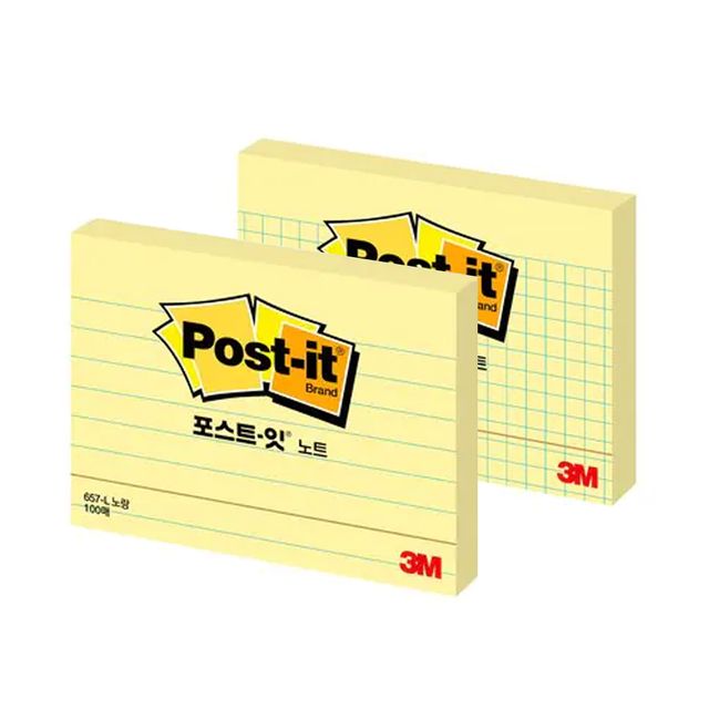 3M 포스트잇 라인 격자 노트 657 (102mmx76mm)