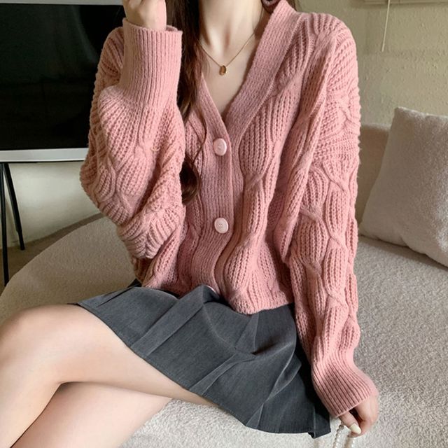 사무실 외출 꽈배기 가디건 데일리 여자 자켓 점퍼