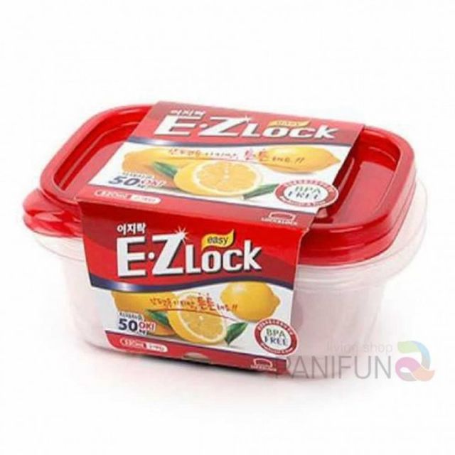 밀폐용기 520ml 퍼니 냉장고정리용기 뉴이지락 2P 도시락반찬통 직사각 찬통
